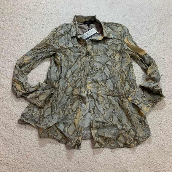 Lafayette 148 scottie snake python print blouse - Picture 3 of 6